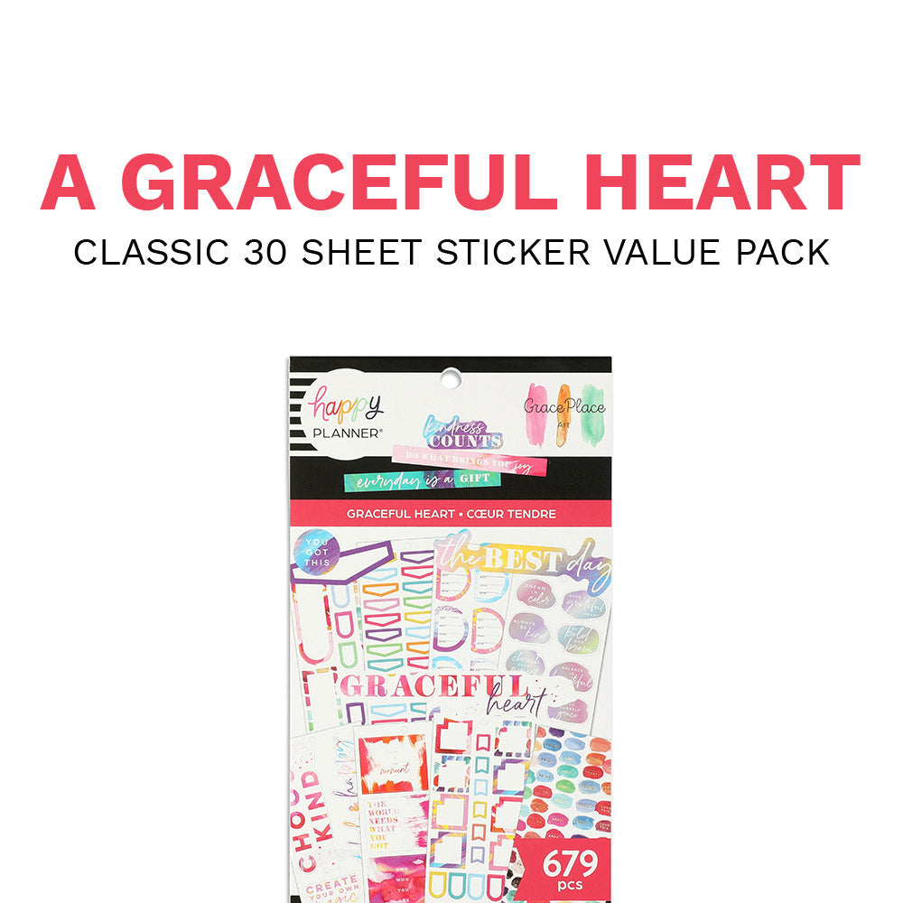 Happy Planner x GracePlace Art Value Pack Stickers - A Graceful Heart