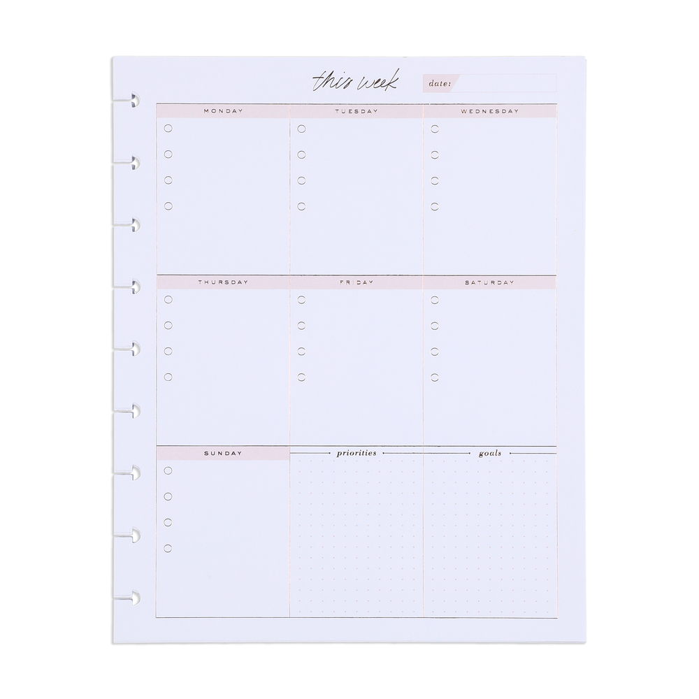 Minimalist Classic Filler Paper - Weekly Schedule