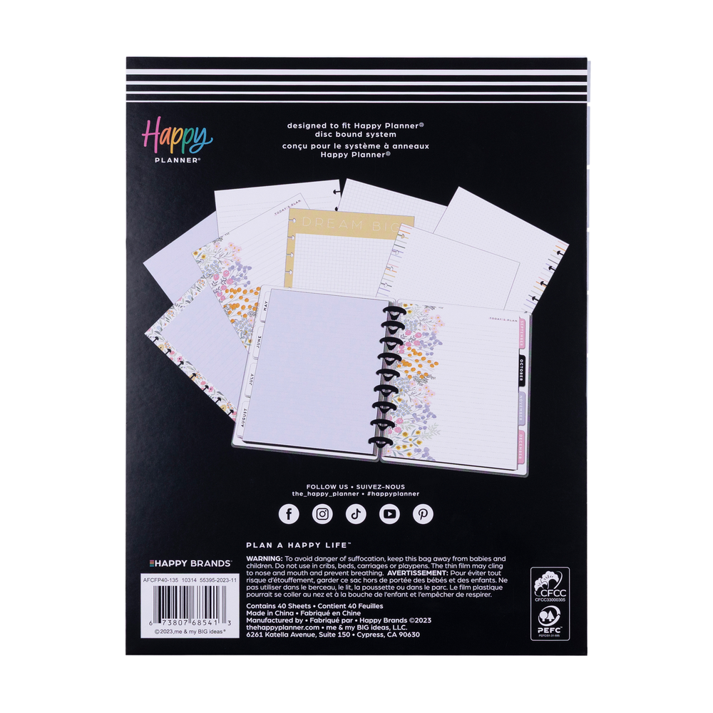 Everyday Sorbet Floral - Grid + Dotted Lined + Dot Grid Classic Filler Paper - 40 Sheets