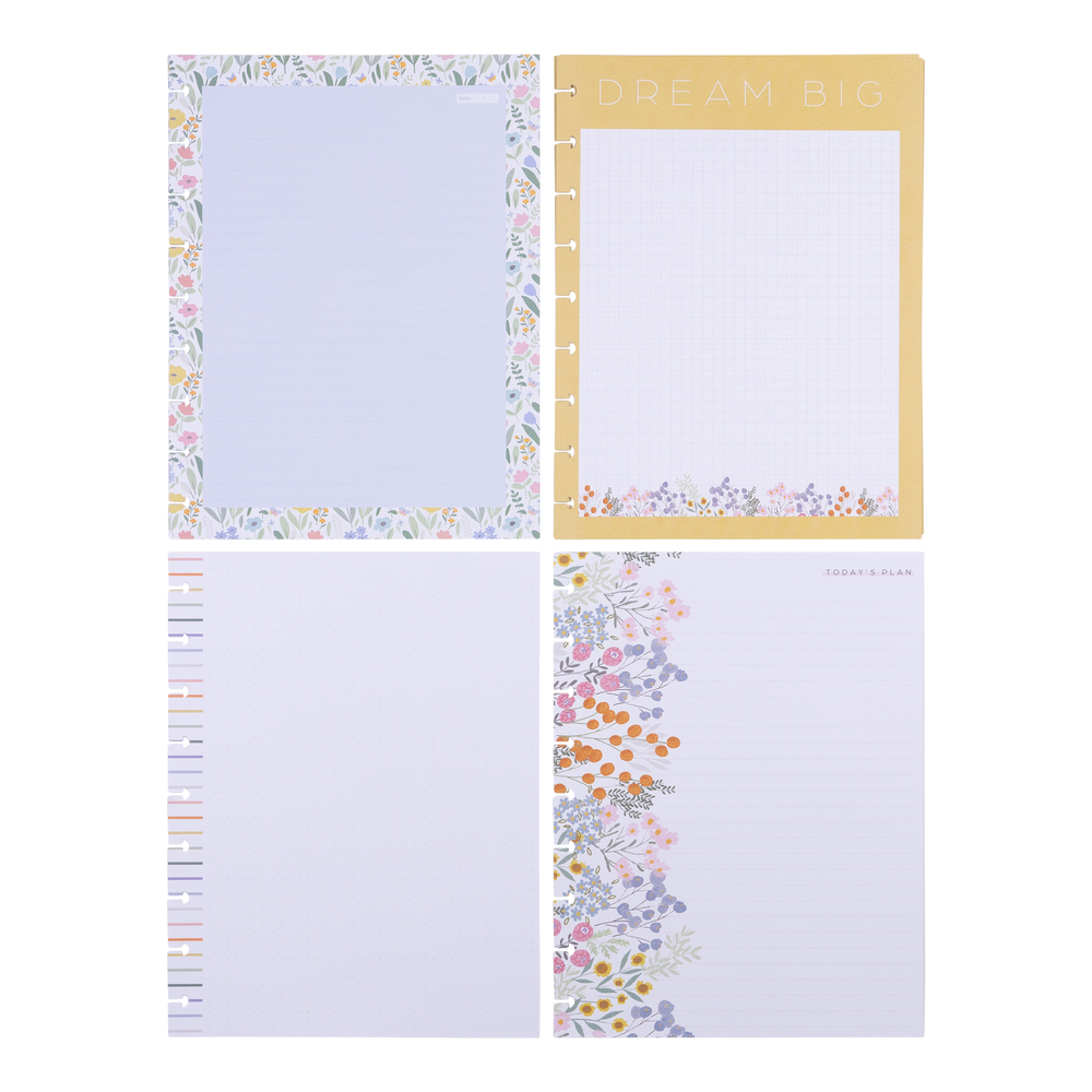Everyday Sorbet Floral - Grid + Dotted Lined + Dot Grid Classic Filler Paper - 40 Sheets