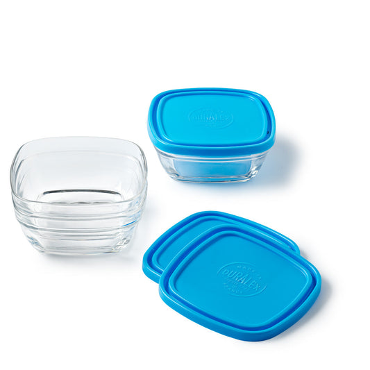 Freshbox Glass Square Bowl Set with Lid - Set of 6