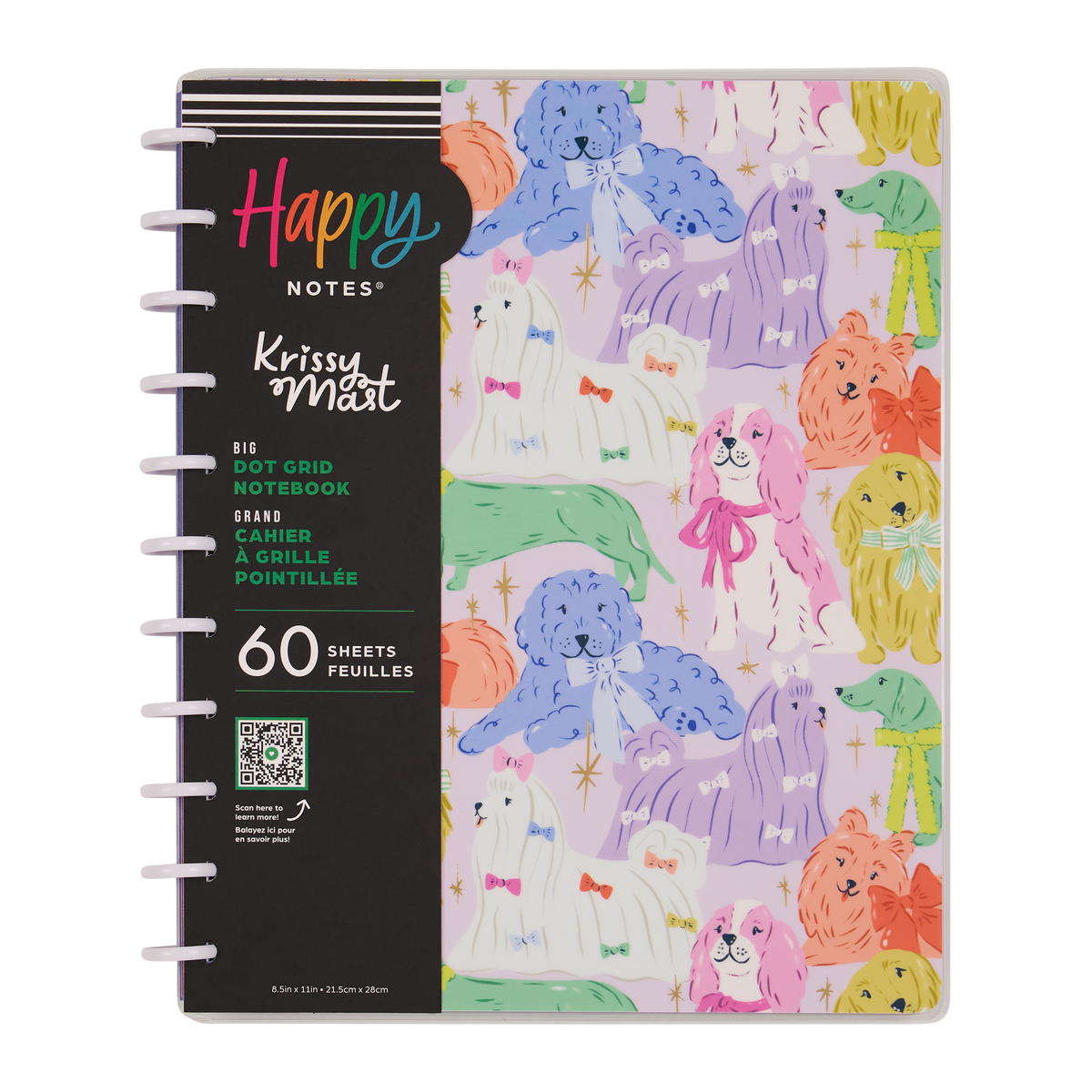 Pawsitive Seasonal Dogs - Dot Grid Big Notebook - 60 Sheets