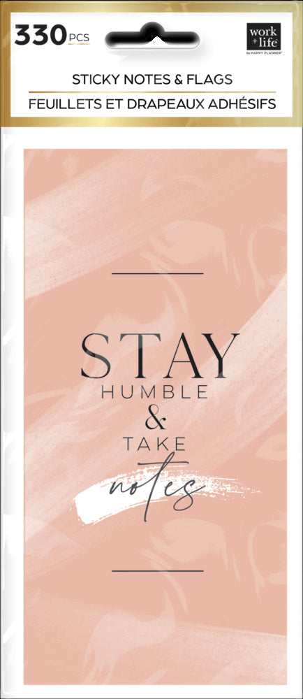 Work + Life Minimalist Sticky Notes & Flag Labels - Blush