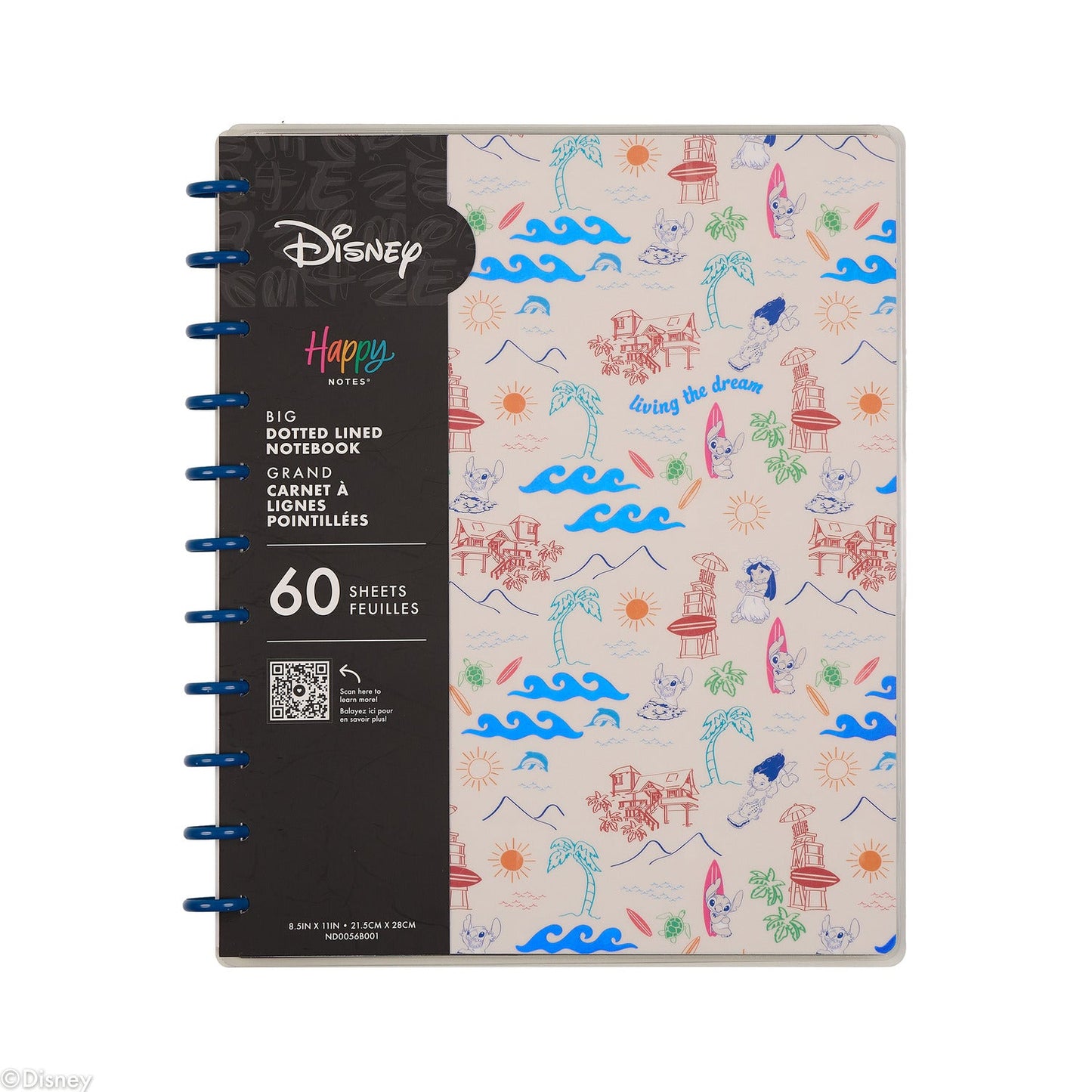 Disney Lilo & Stitch Make Waves - Dotted Lined Big Notebook - 60 Sheets