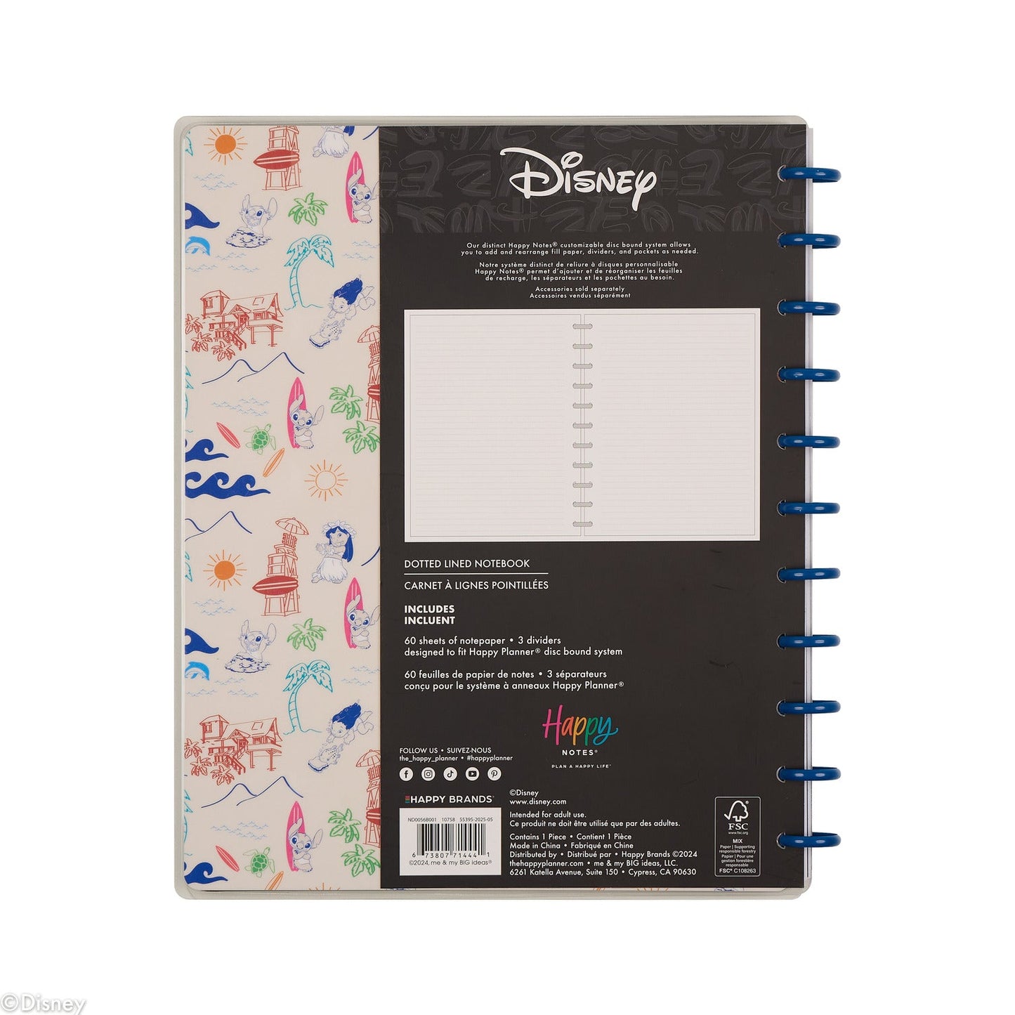 Disney Lilo & Stitch Make Waves - Dotted Lined Big Notebook - 60 Sheets