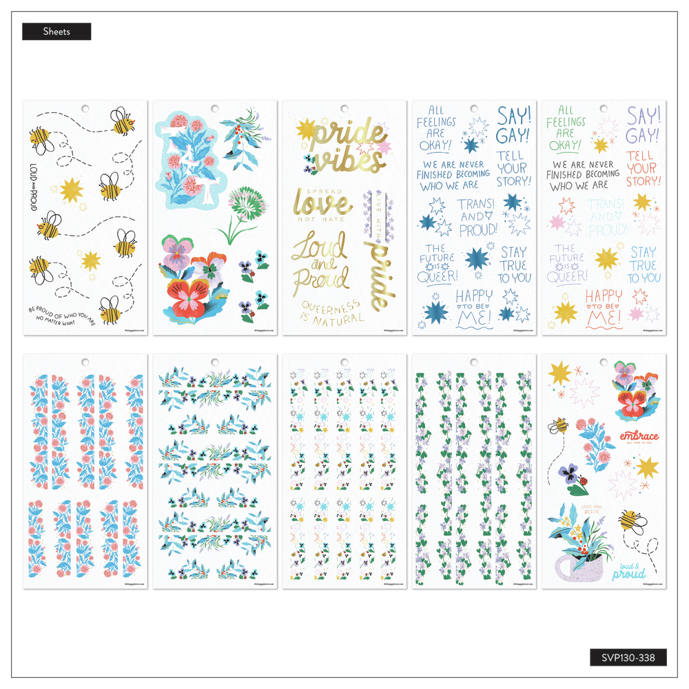 Bug Robbins x Happy Planner Blooming With Pride - Value Pack Stickers