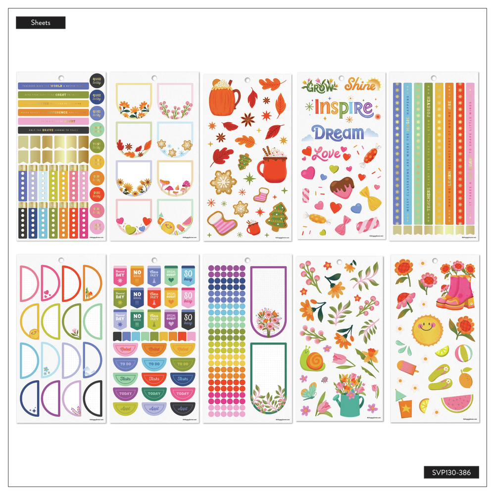 Jess Miller Draws x Happy Planner Seasonal Teacher - Value Pack Stickers - Big