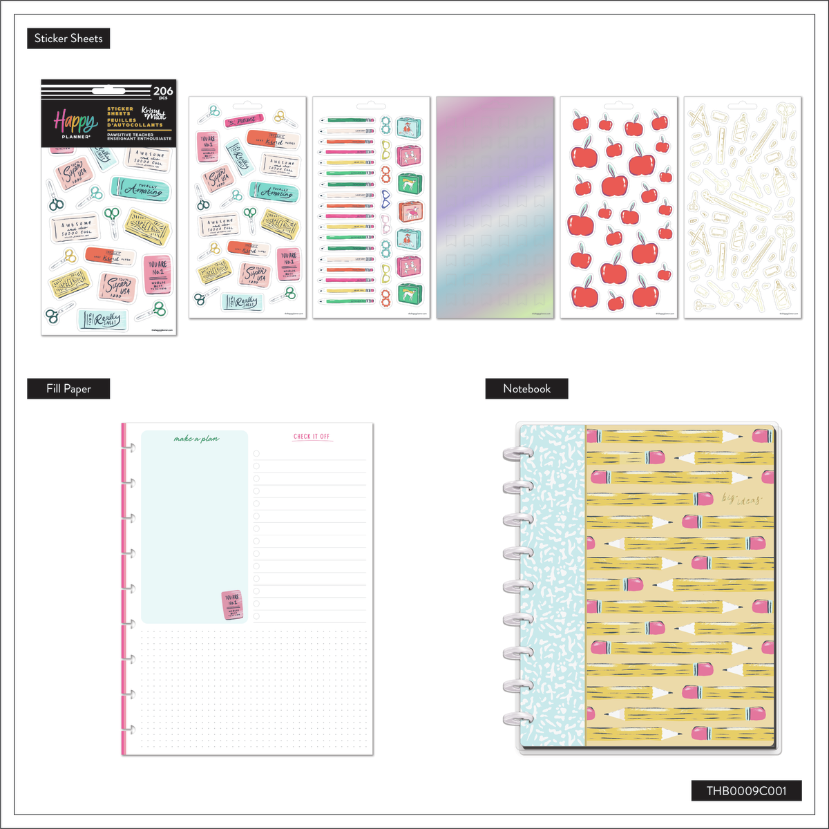Pawsitive Teacher - Classic Notebook + Filler Paper + Sticker Bundle