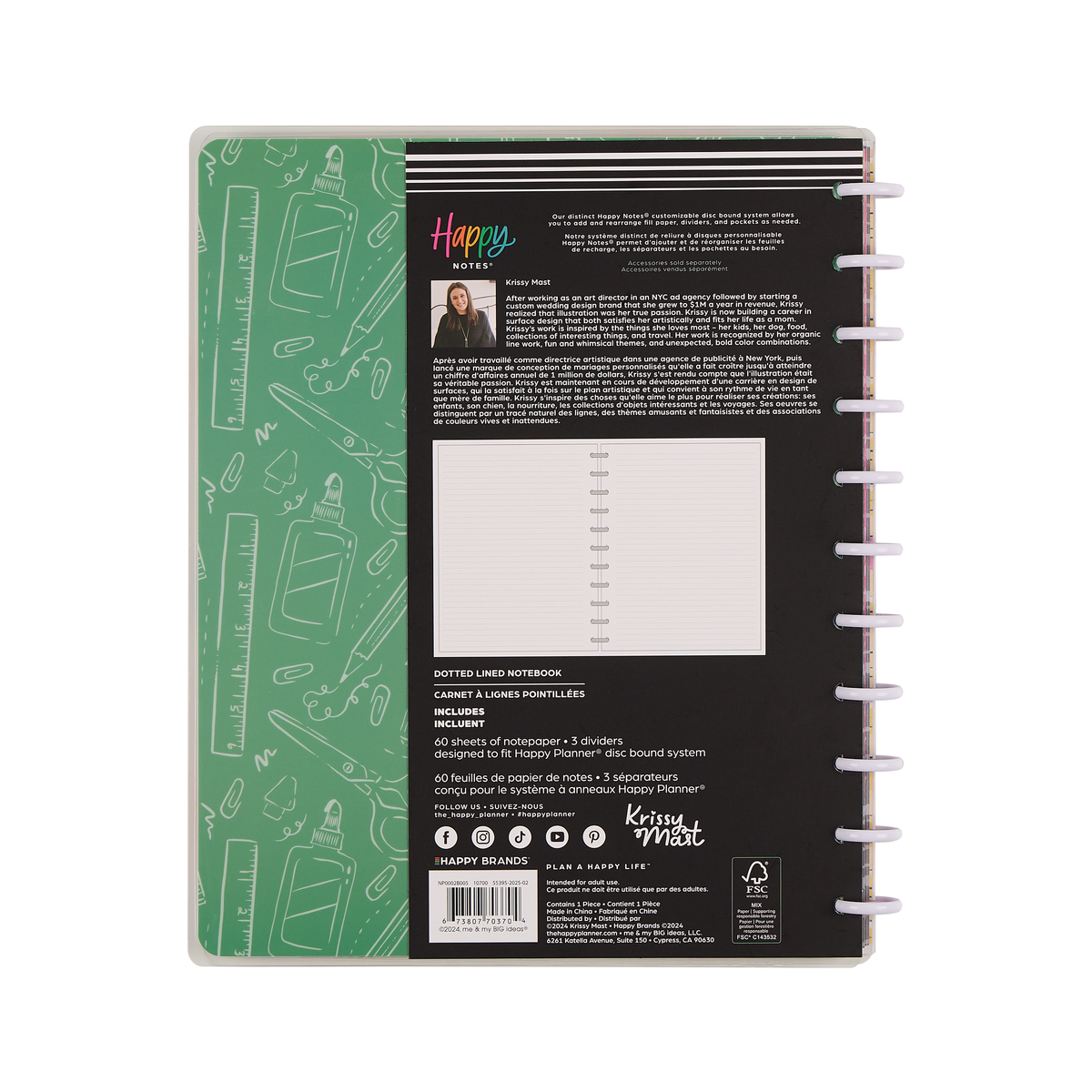 Pawsitive Teacher - Dotted Lined Big Notebook - 60 Sheets