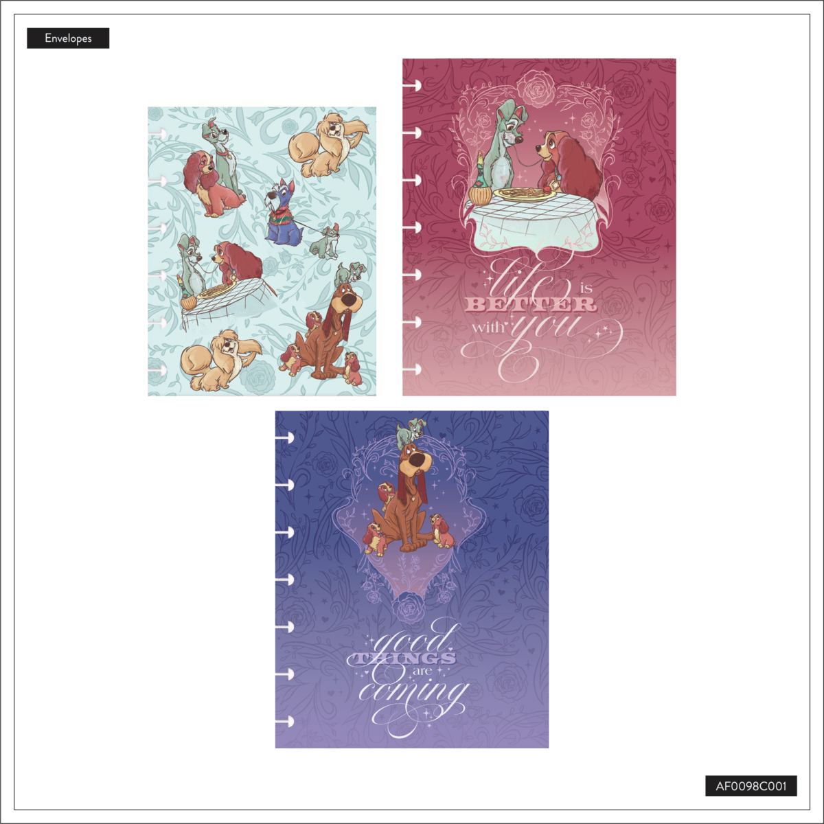Disney Lady & The Tramp - Envelopes - 3 Pack