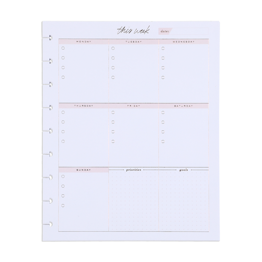 Minimalist Classic Filler Paper - Weekly Schedule