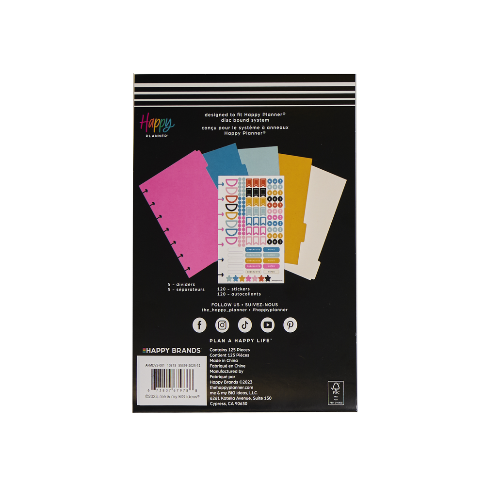 Happy Brights - Mini Plastic Dividers - 5 Pack