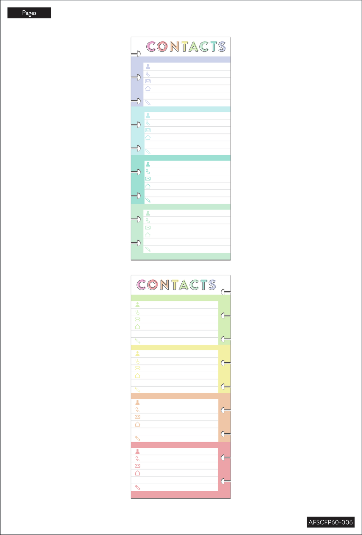 Contacts Cards - Skinny Classic Filler Paper - 40 Sheets