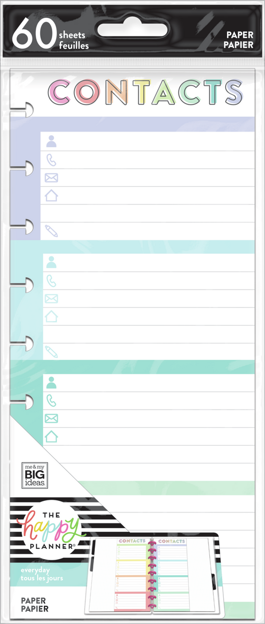 Contacts Cards - Skinny Classic Filler Paper - 40 Sheets