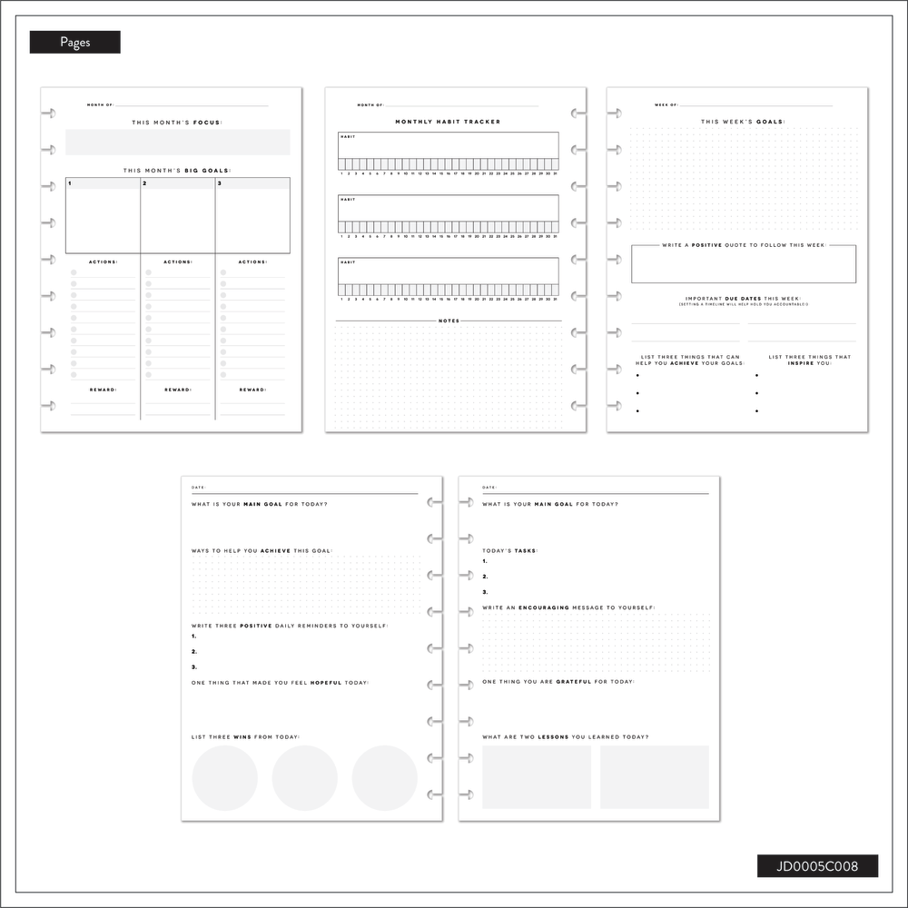 Reflect & Grow - Classic Guided Goals Journal - 80 Sheets