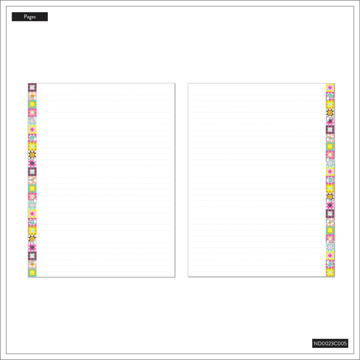 Happy Patchwork - Dotted Lined Classic Notebook - 60 Sheets