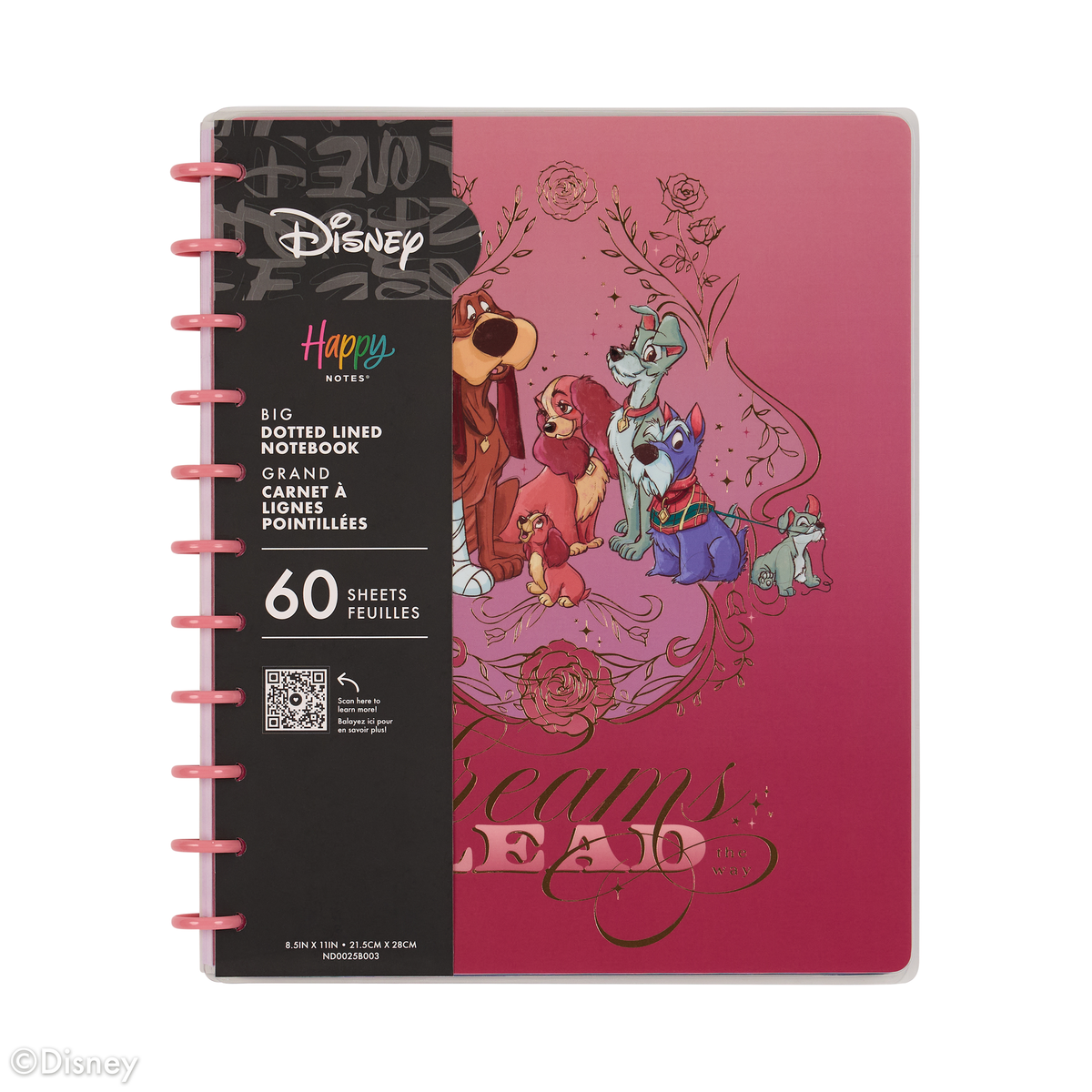 Disney Lady & The Tramp - Dotted Lined Big Notebook - 60 Sheets