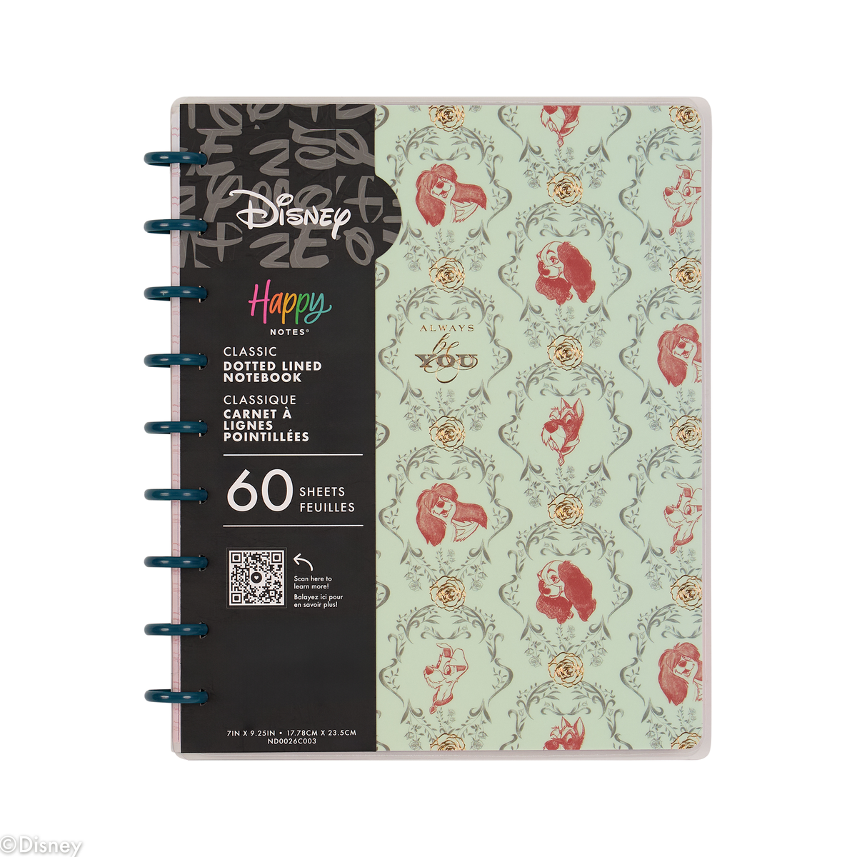 Disney Lady & The Tramp - Dotted Lined Classic Notebook - 60 Sheets