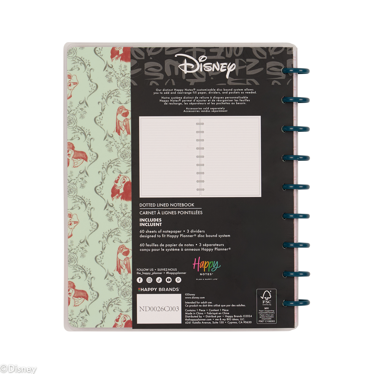 Disney Lady & The Tramp - Dotted Lined Classic Notebook - 60 Sheets