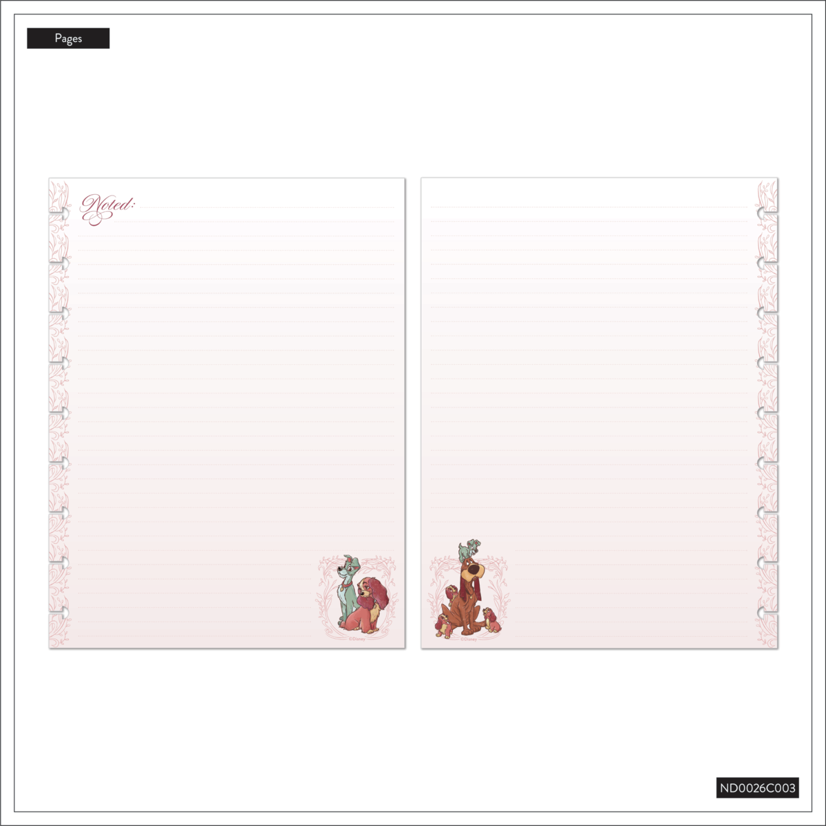 Disney Lady & The Tramp - Dotted Lined Classic Notebook - 60 Sheets