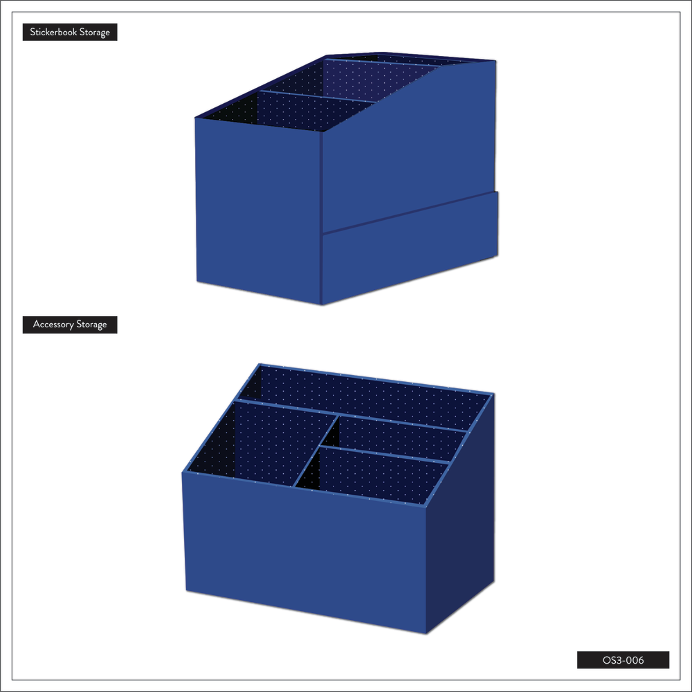 Bright Navy Vegan Leather - DELUXE Sticker + Accessory Storage Box Kit - 2 Pieces
