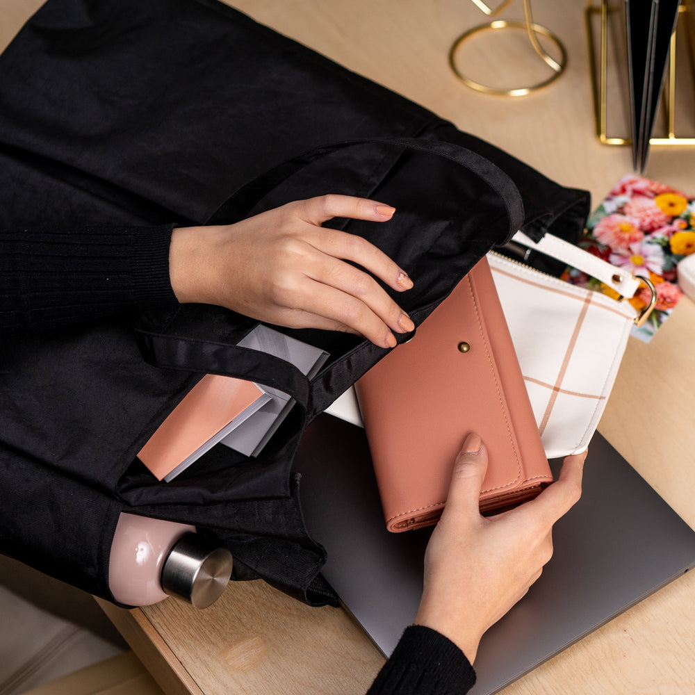Work + Life Minimalist Nylon Tote Bag - Black