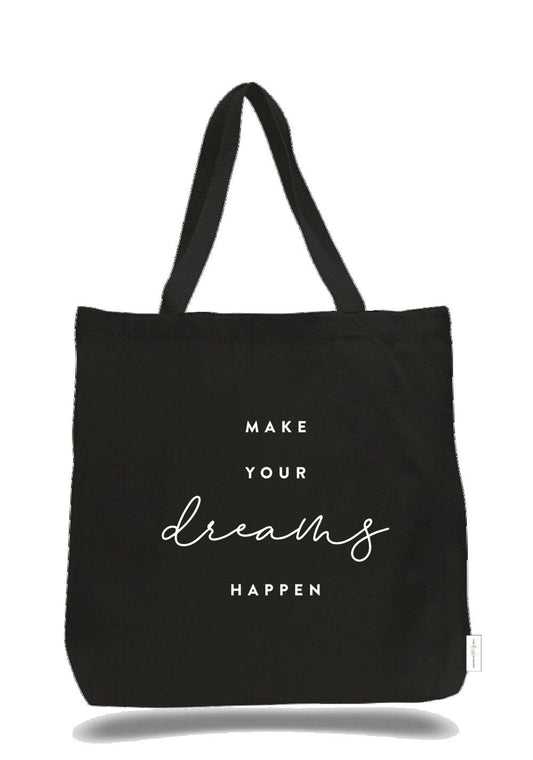 Make Your Dreams Happen Canvas Tote - Black
