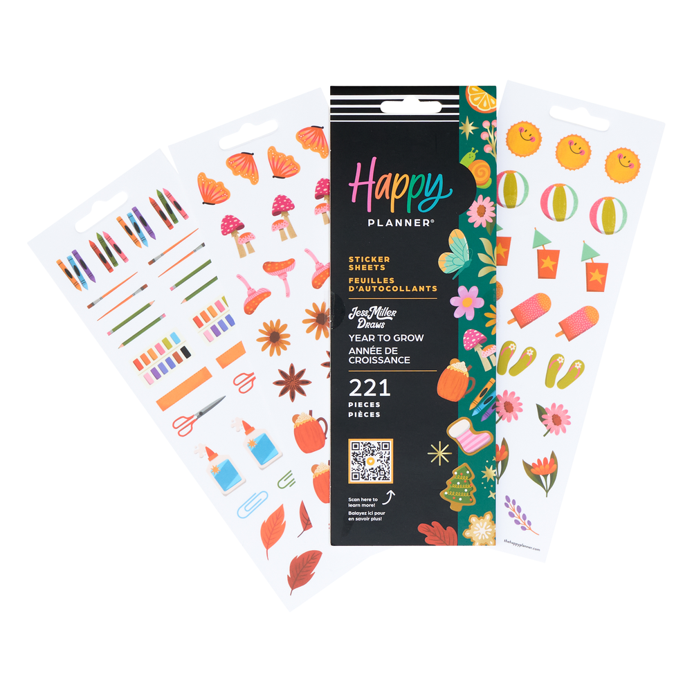 Jess Miller Draws x Happy Planner Seasonal Teacher - 8 Sticker Sheets