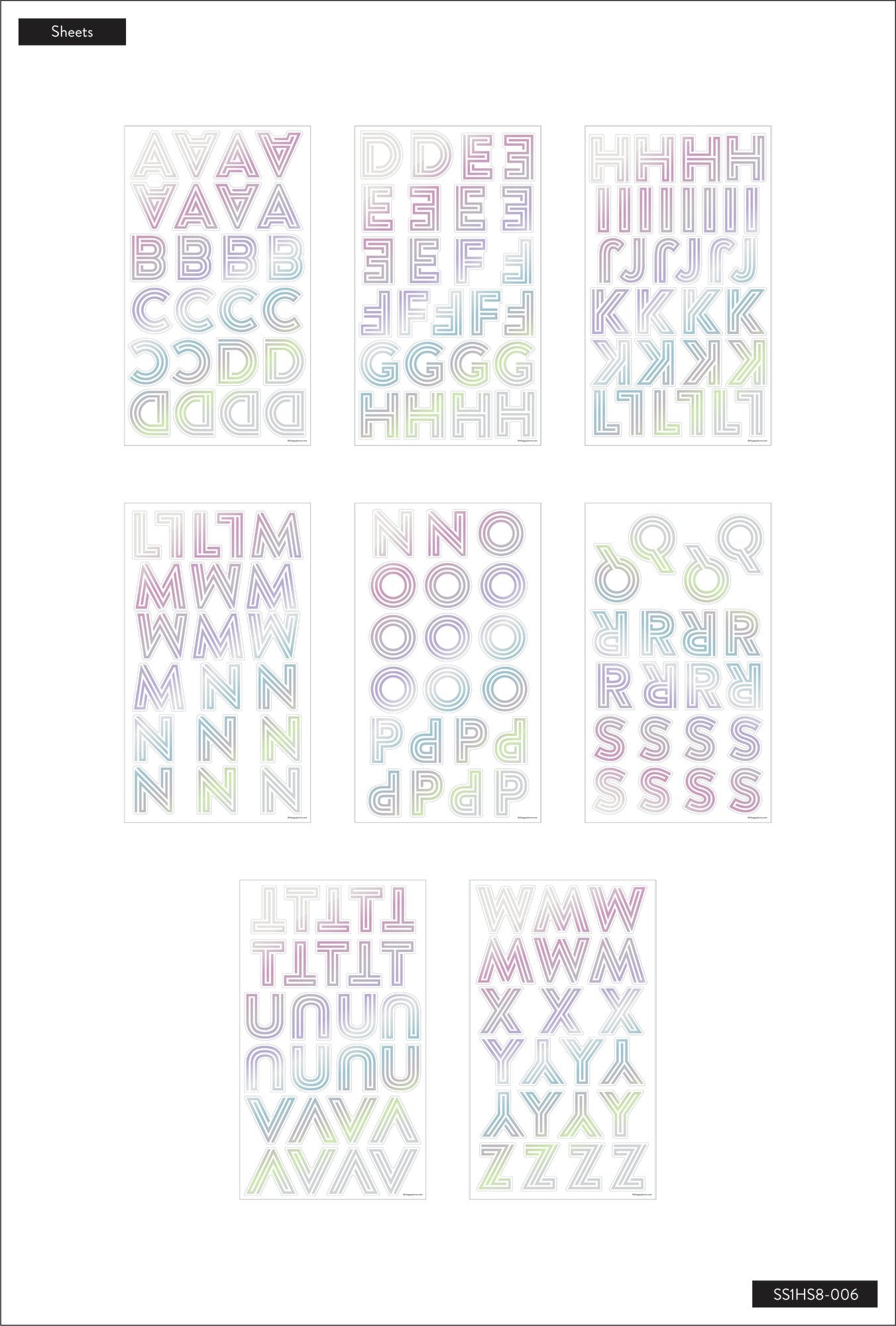 Art Deco Rainbow Alphabet Stickers