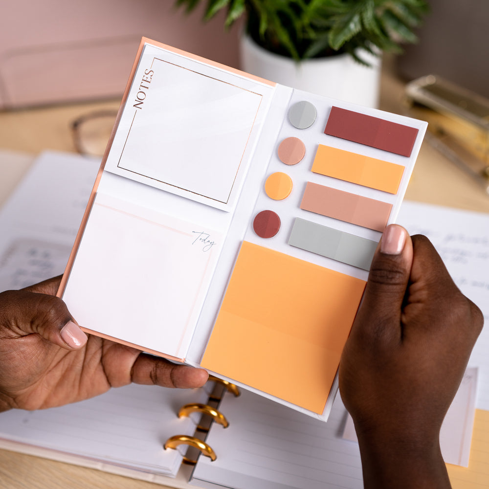 Work + Life Minimalist Sticky Notes & Flag Labels - Blush