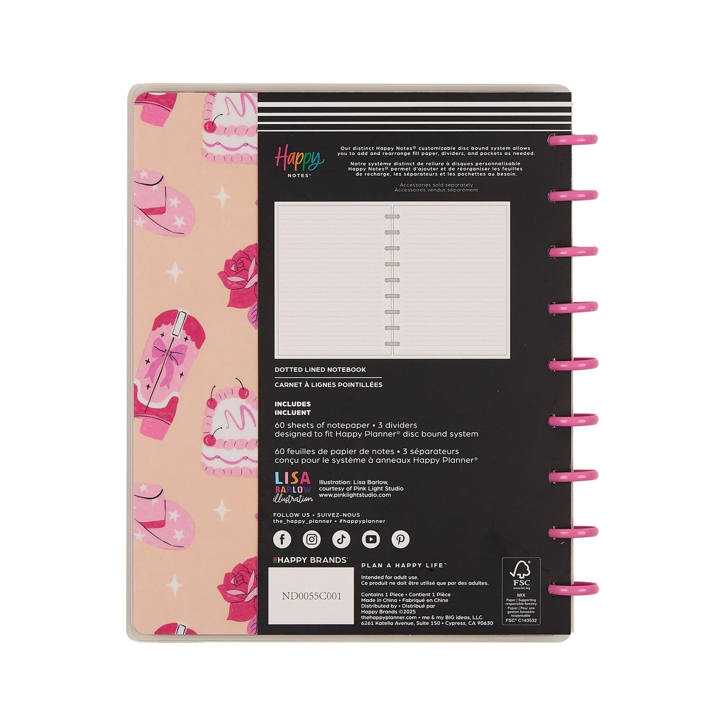 Happy Little Vibes - Dotted Lined Classic Notebook - 60 Sheets