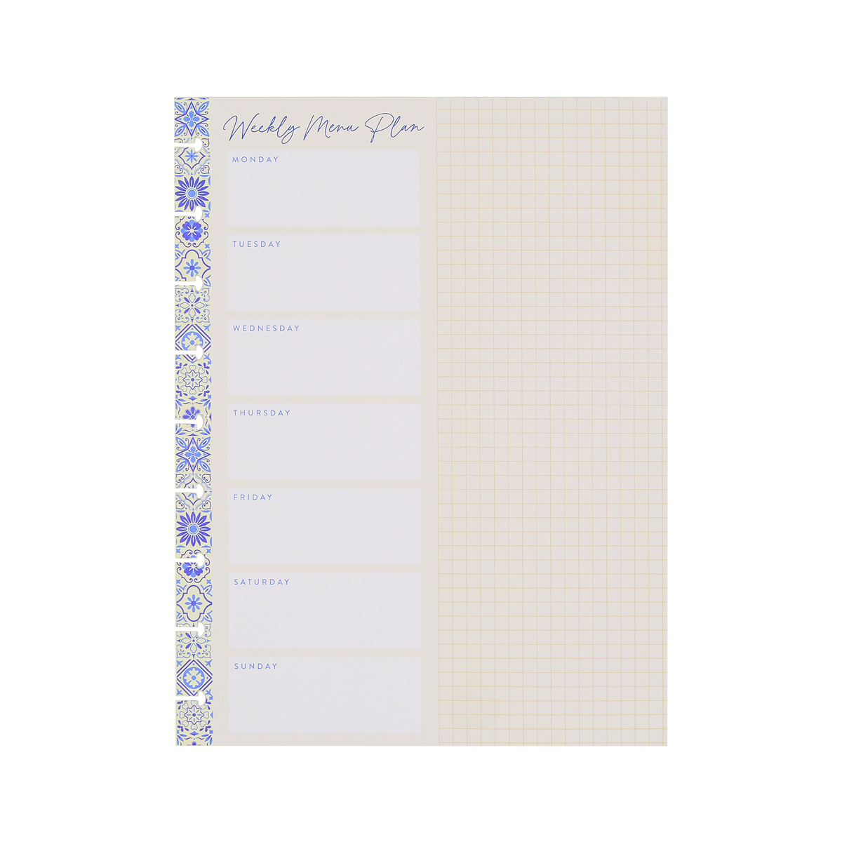 Tuscan Table Meal Planning - Grocery List + Meal Plan Classic Filler Paper - 40 Sheets