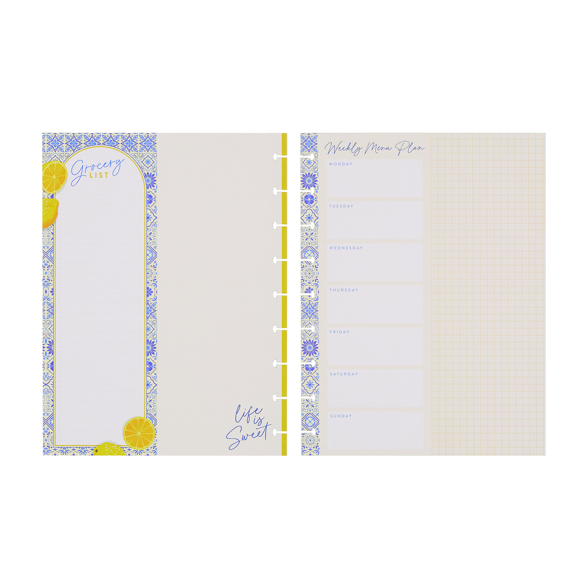 Tuscan Table Meal Planning - Grocery List + Meal Plan Classic Filler Paper - 40 Sheets