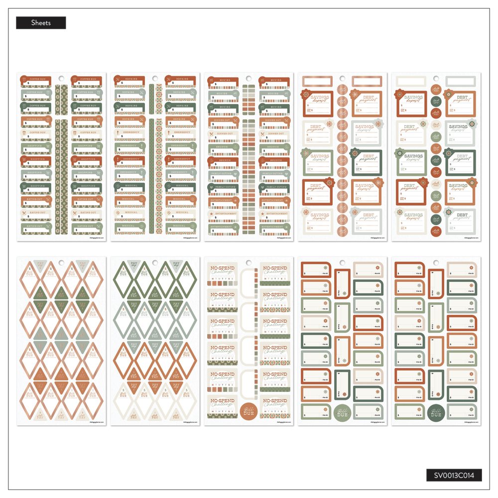 Sage & Terracotta Budget - Value Pack Stickers