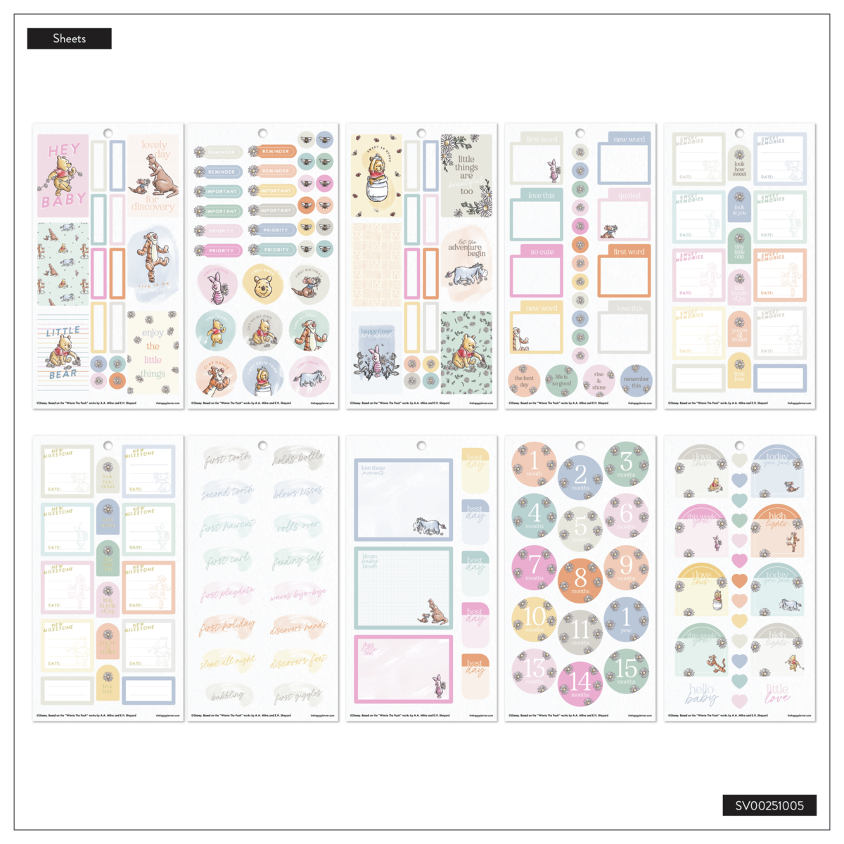 Disney Winnie the Pooh Baby - Value Pack Stickers