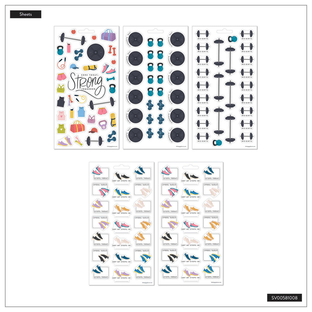 Fitness Icons - 10 Sticker Sheets