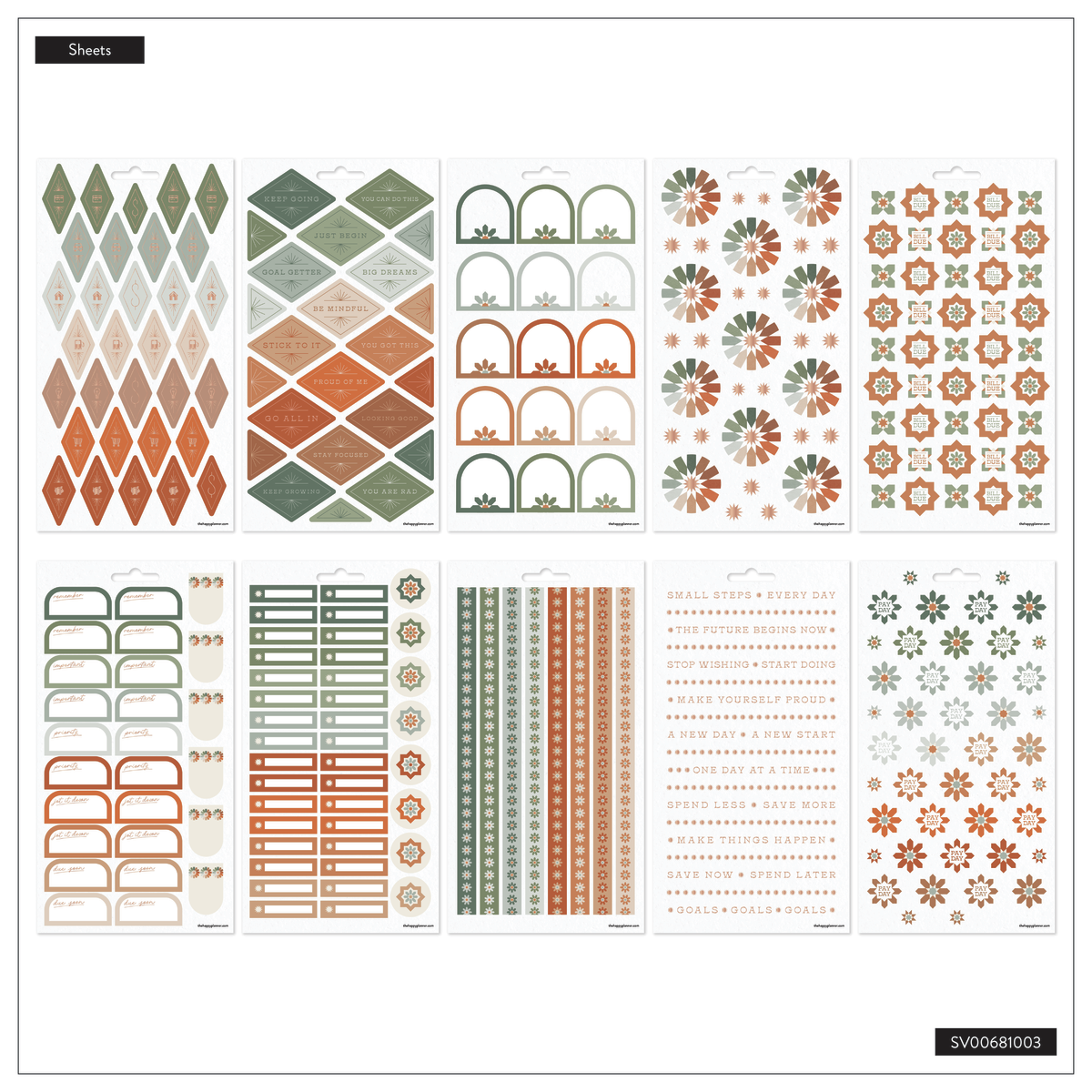 Sage & Terracotta Budget - 10 Sticker Sheets