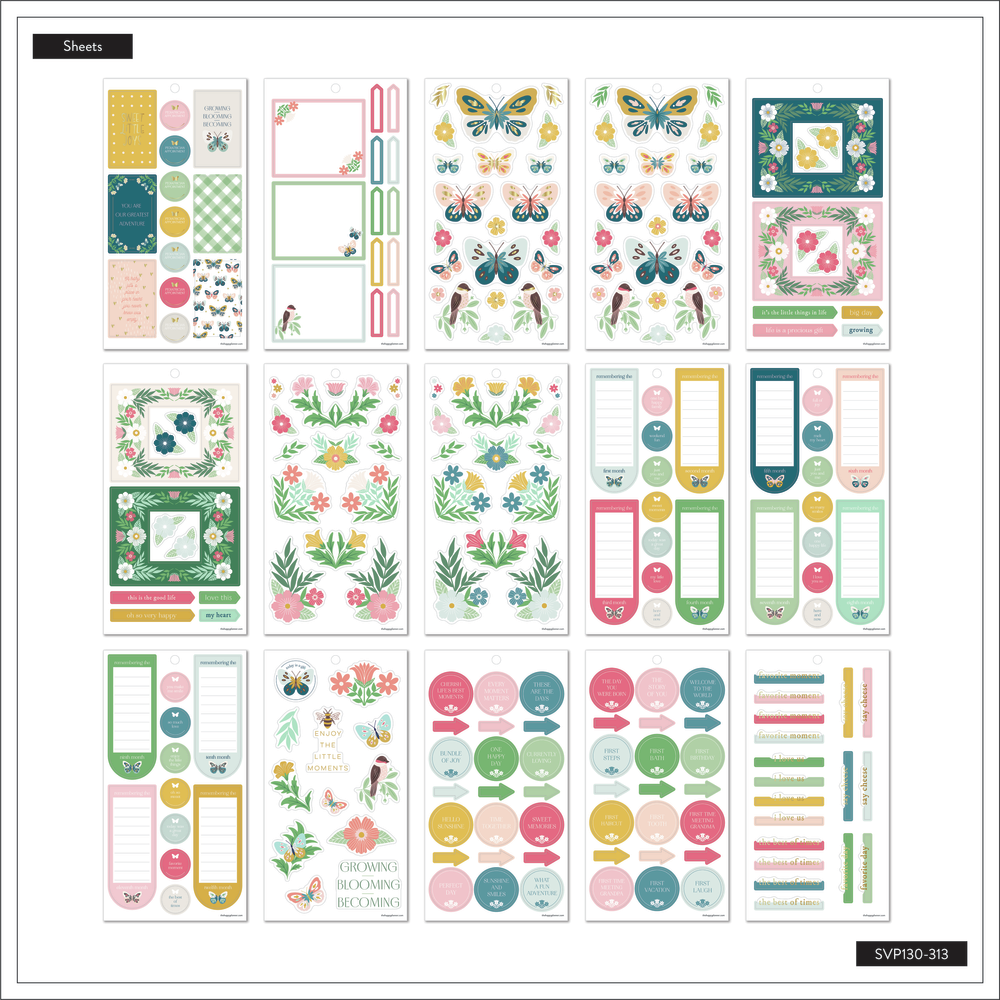Butterflies and Blooms Baby - Value Pack Stickers - Big
