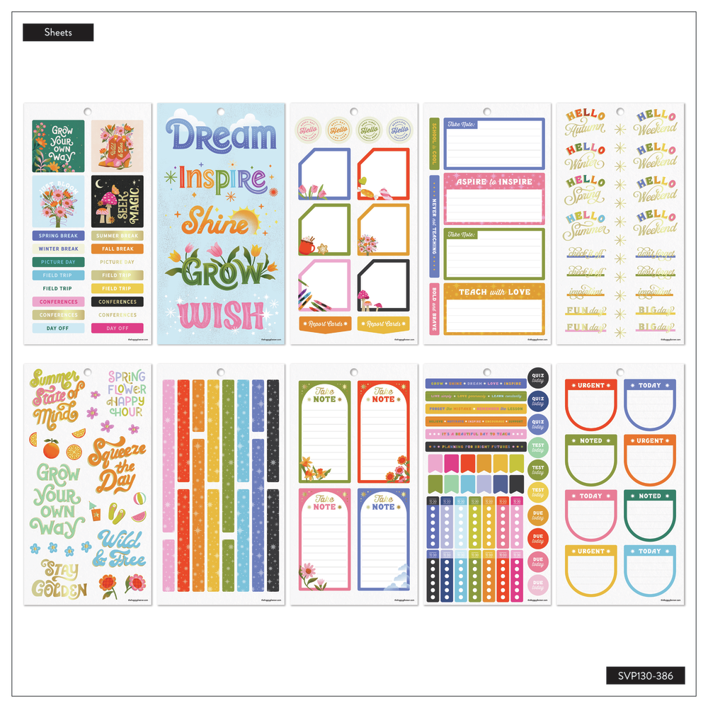 Jess Miller Draws x Happy Planner Seasonal Teacher - Value Pack Stickers - Big